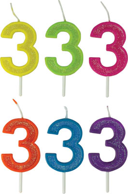Mini Glitter Number Candle