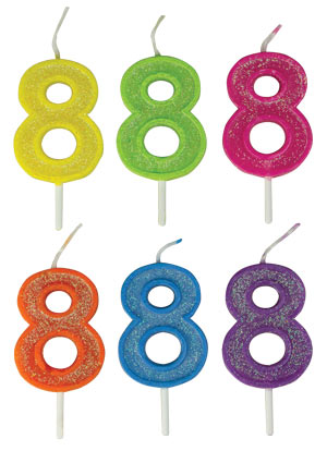 Mini Glitter Number Candle