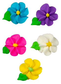 Mini Blossoms W/Leaf-Asst Colors 5ct