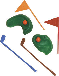 Golf Green w/Clubs&Flags